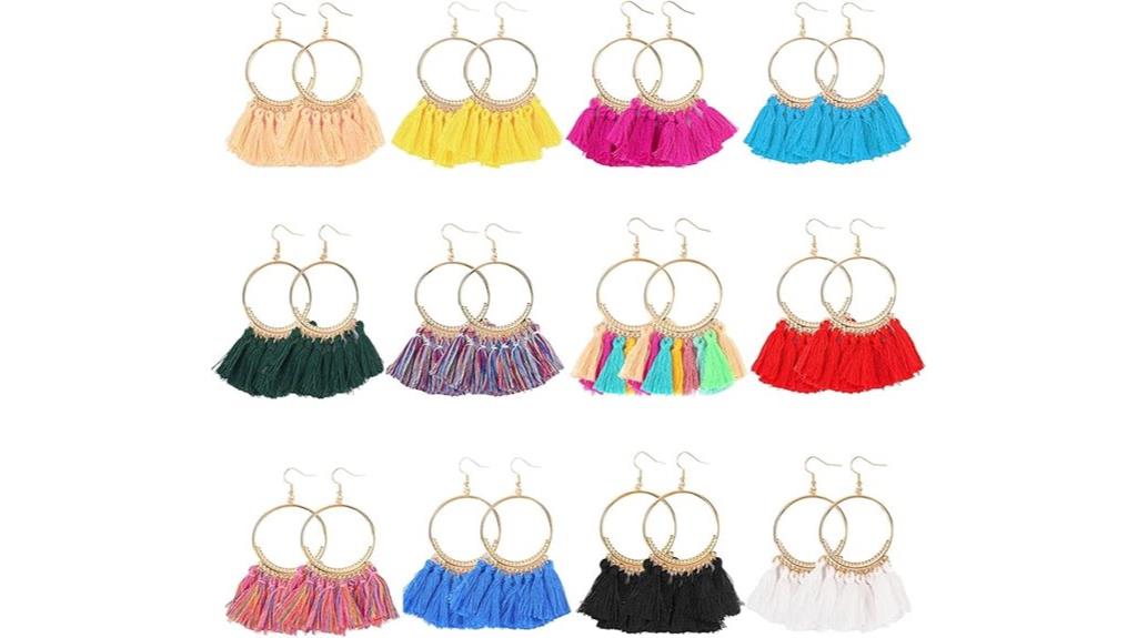 colorful tassel earrings set