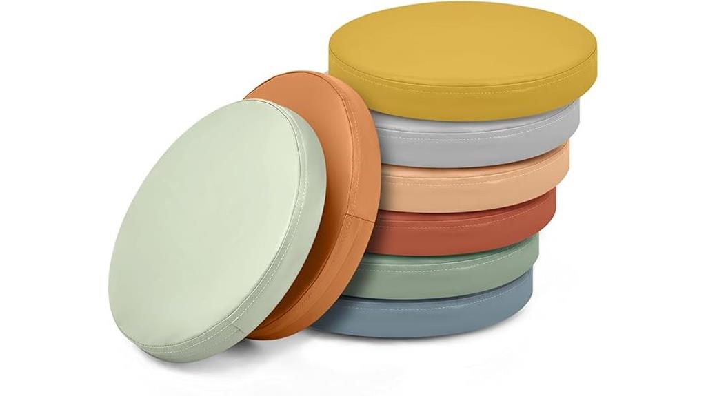 eight flexible floor cushions