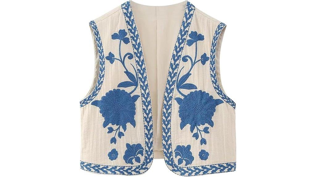 embroidered floral vest top