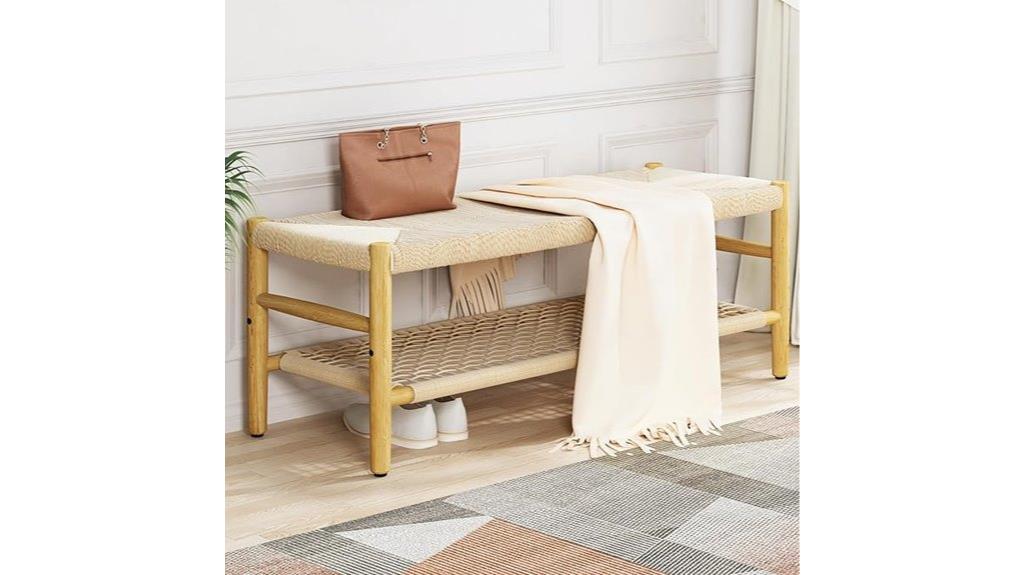 entryway bench with shelf