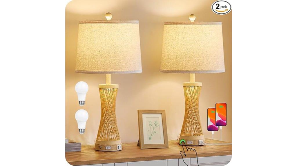 farmhouse rattan table lamps