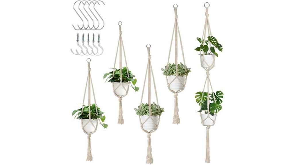 five macrame plant hangers
