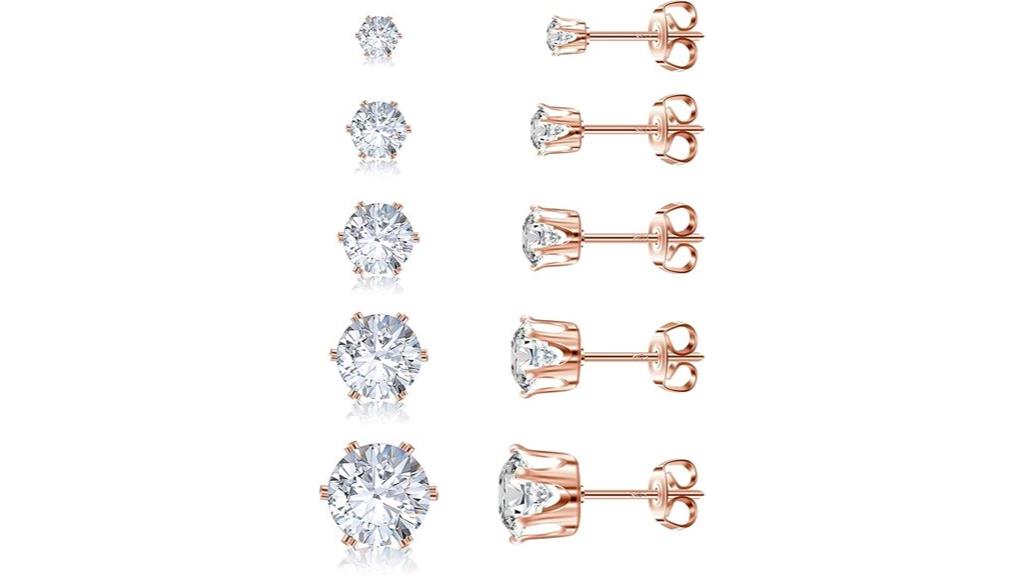 five sets of silver earrings
