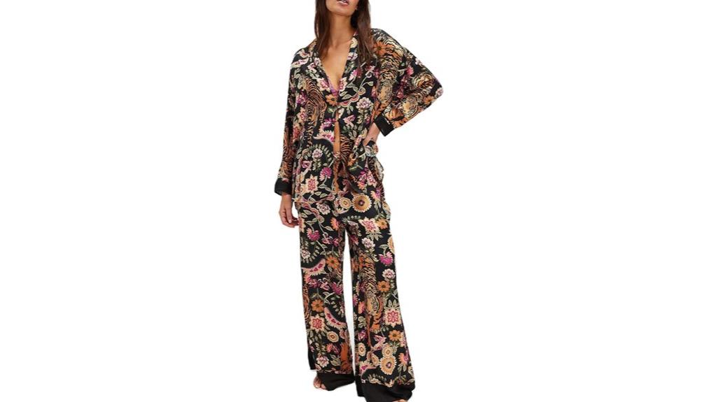 floral satin pajama set