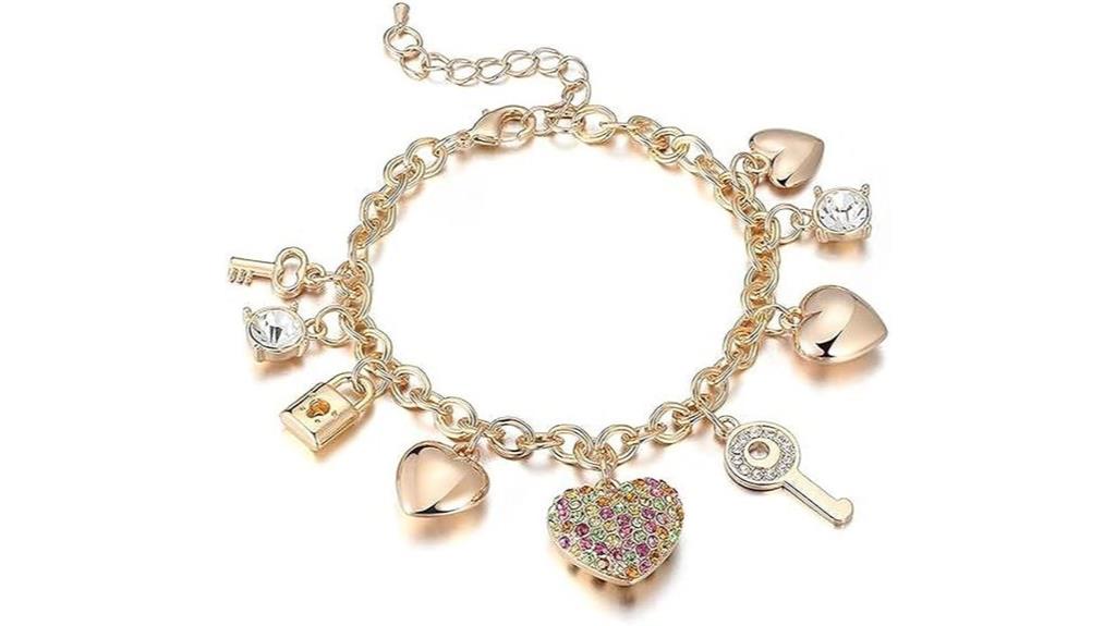 gold chain bracelet with charms