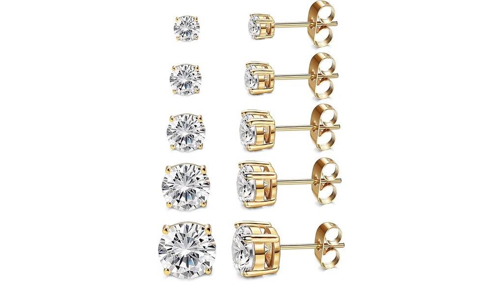 gold plated cz stud earrings