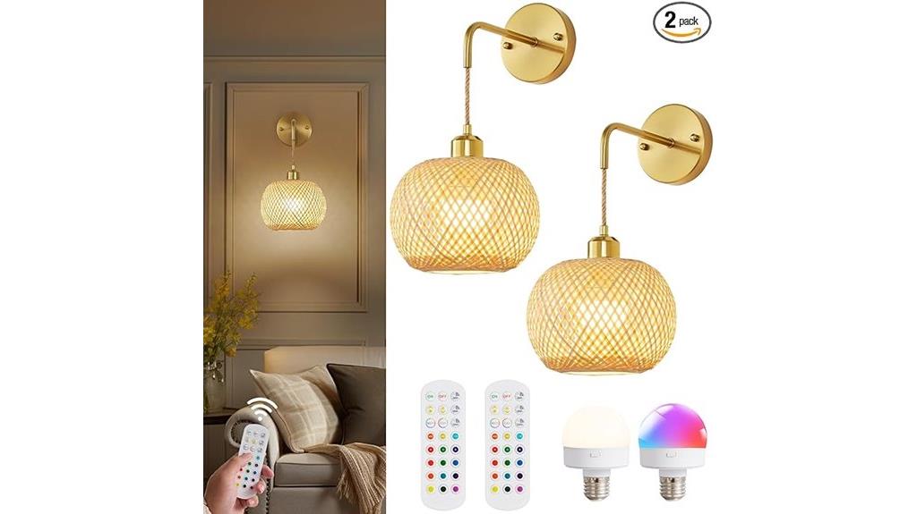 gold rustic wireless sconces