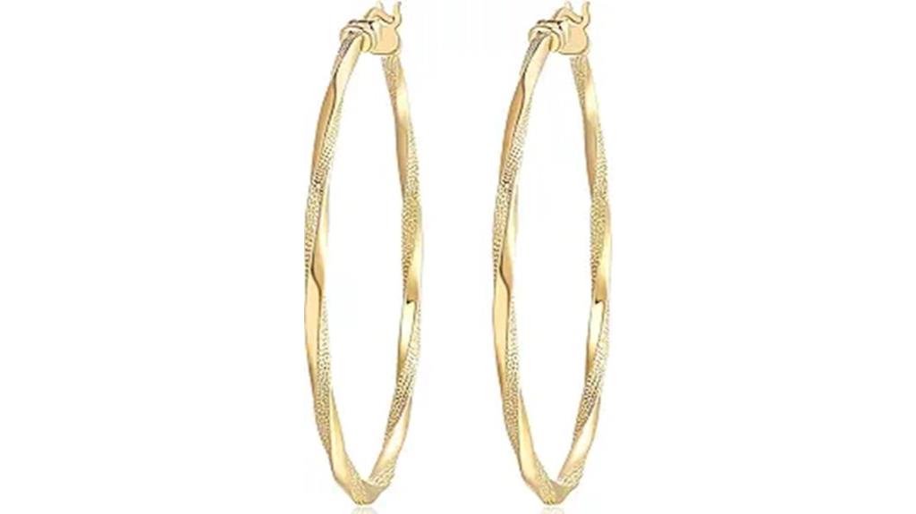 gold twisted hoop earrings