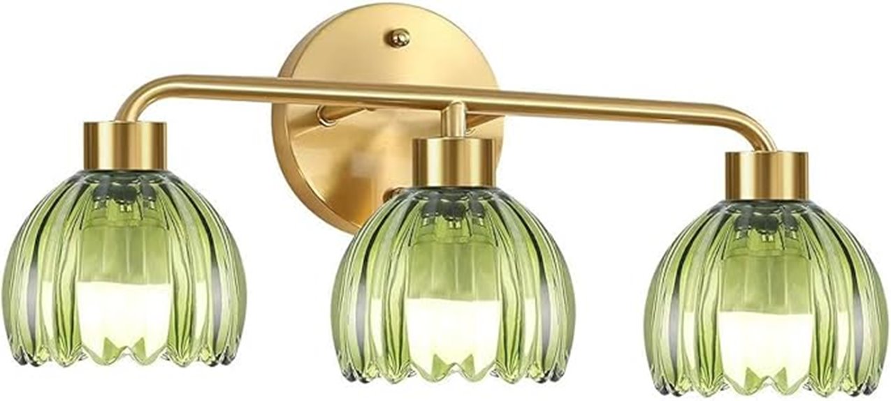 green glass vanity lights
