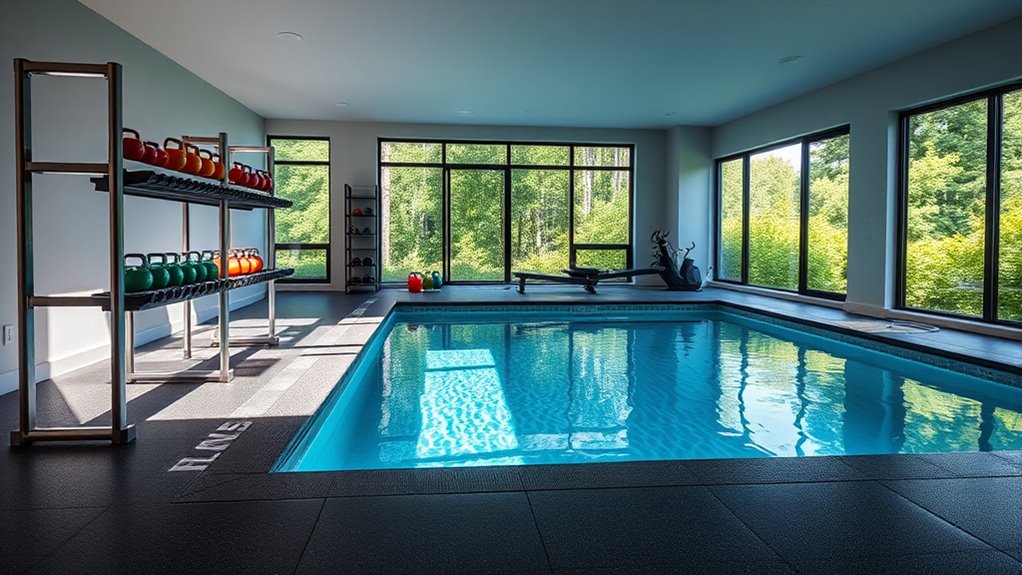 home gym with endless pool