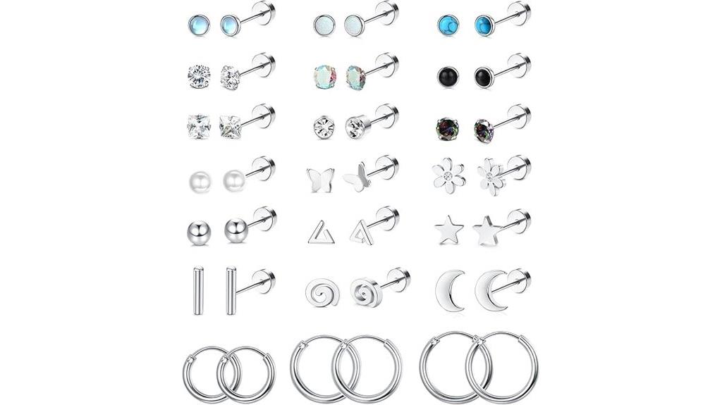 hypoallergenic steel earring stacks