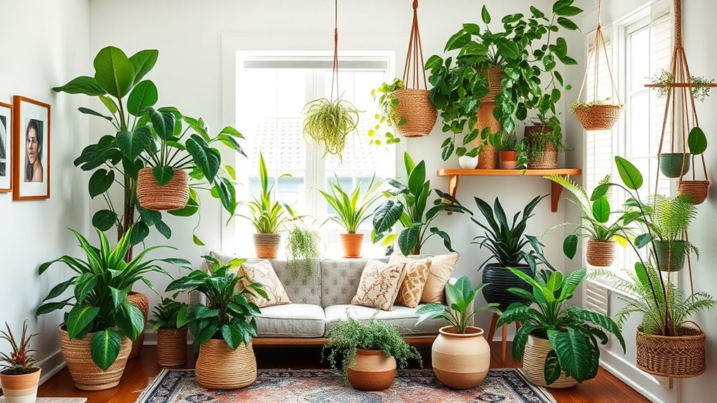 indoor plants enhance boho style