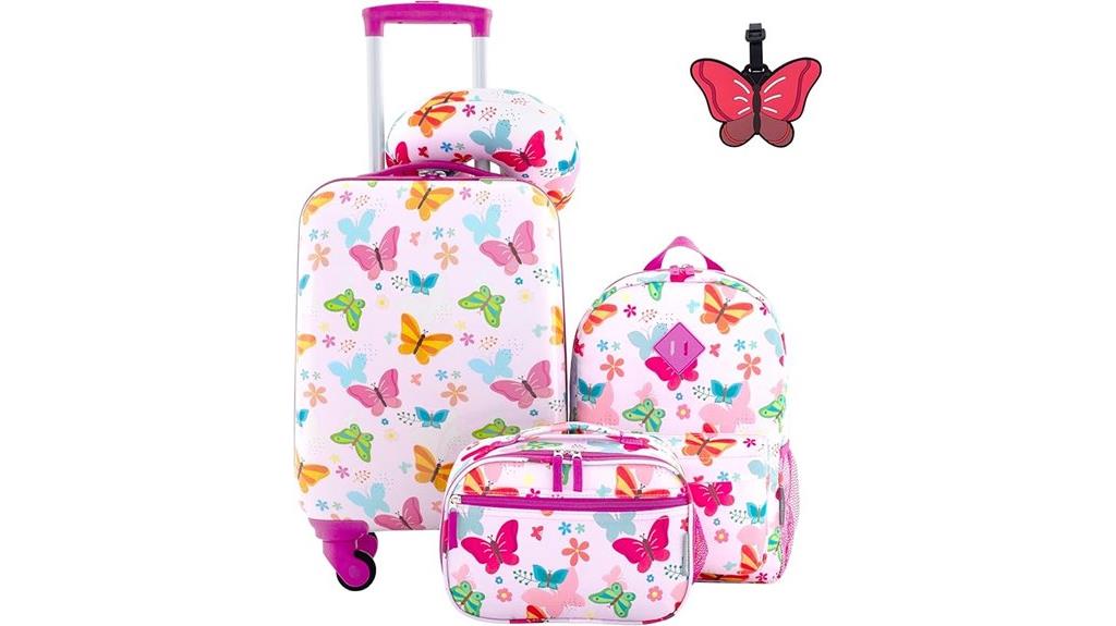 kids butterfly luggage set