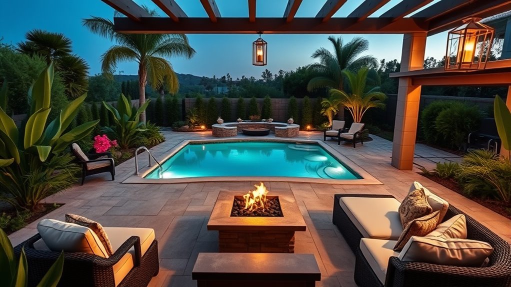 landscaping seating hardscape lighting
