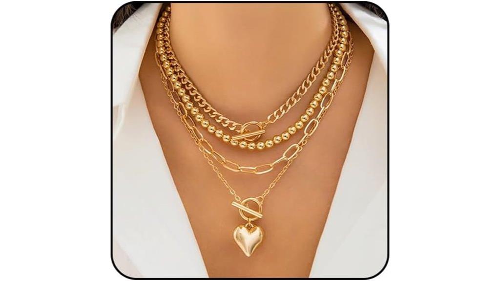 layered gold necklace for women