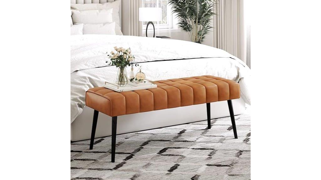 leather upholstered entry bench