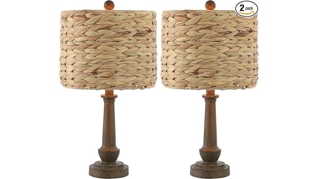 leona rustic rattan lamps