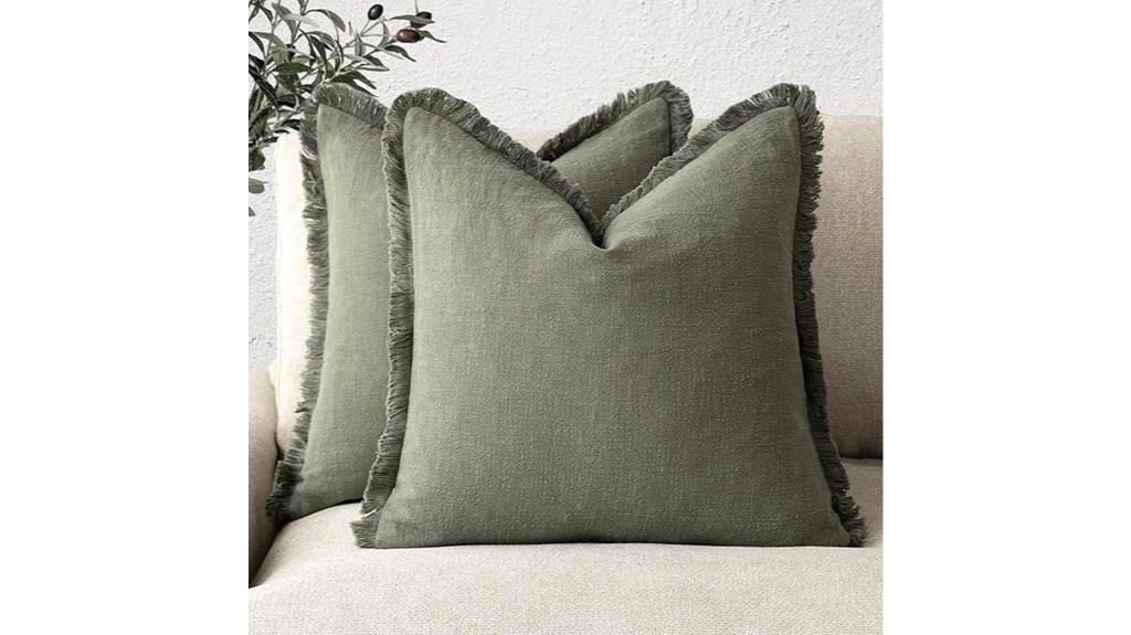 linen fringe pillow covers