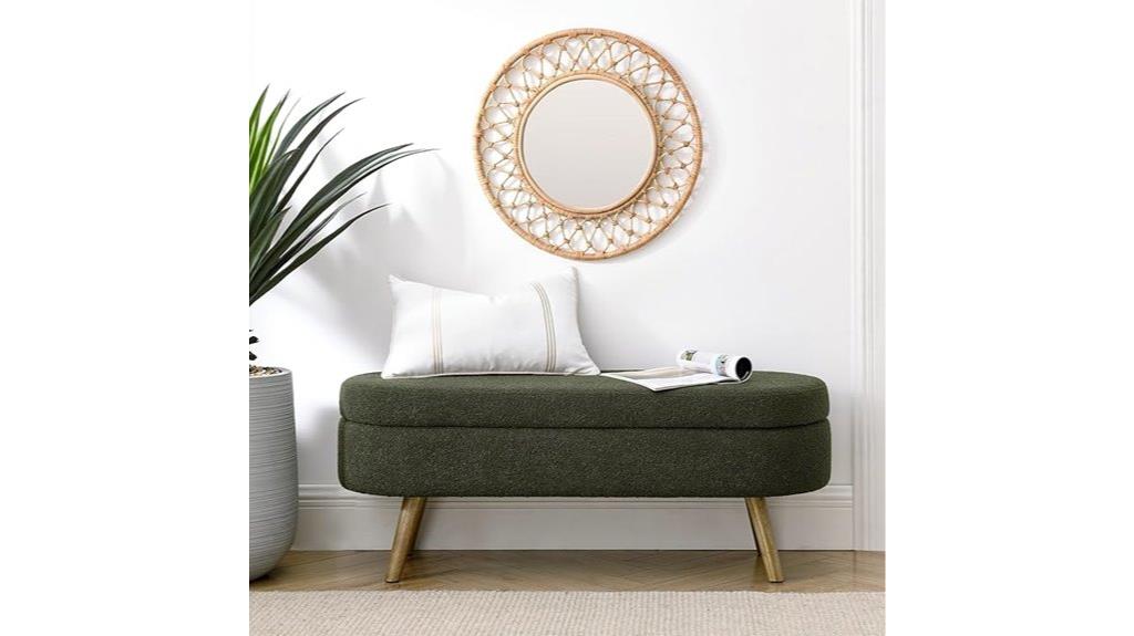 linen upholstered oval ottoman
