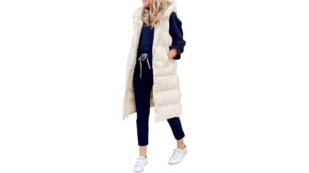 long puffer vest with hood