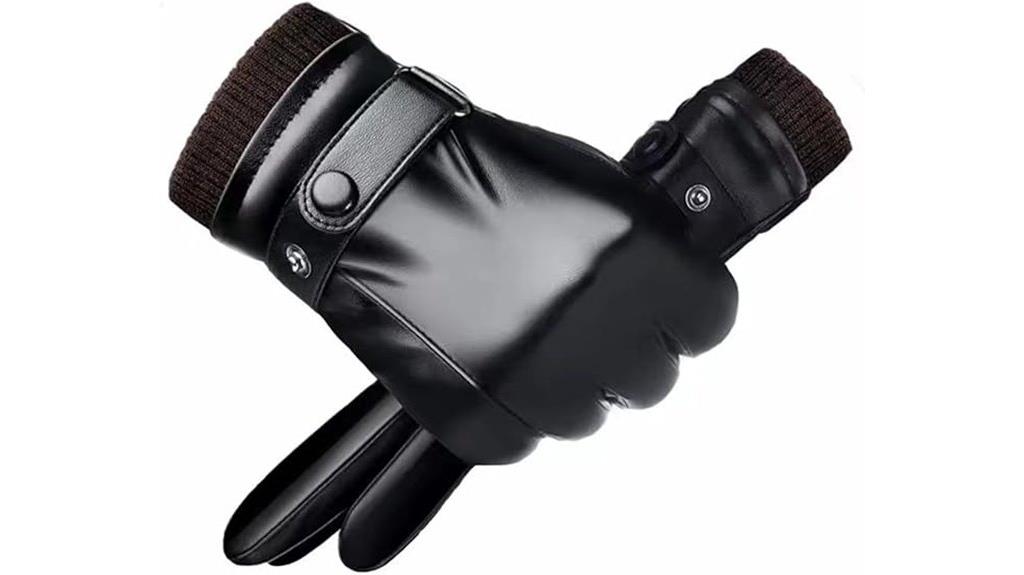 men s black leather gloves