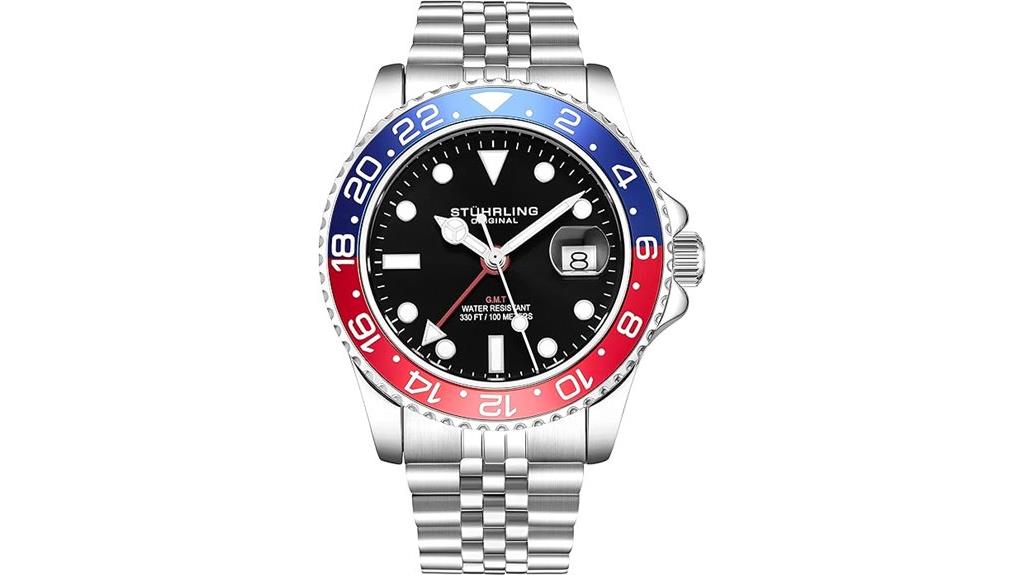 men s stainless steel gmt watch