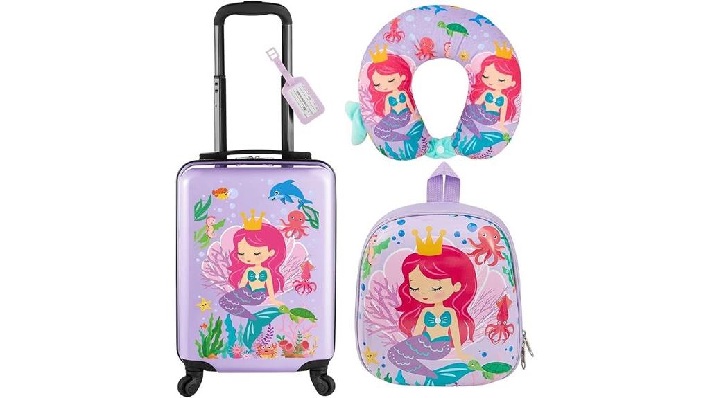 mermaid purple kids luggage