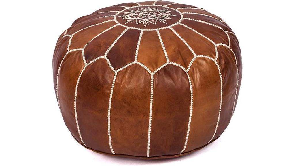 moroccan handmade leather pouf