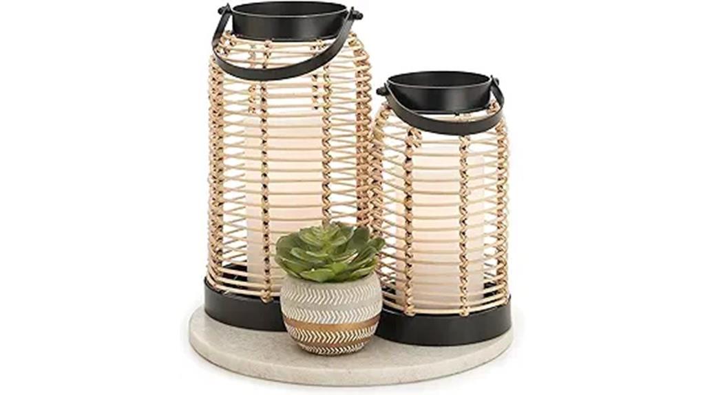 natural rattan lanterns decor
