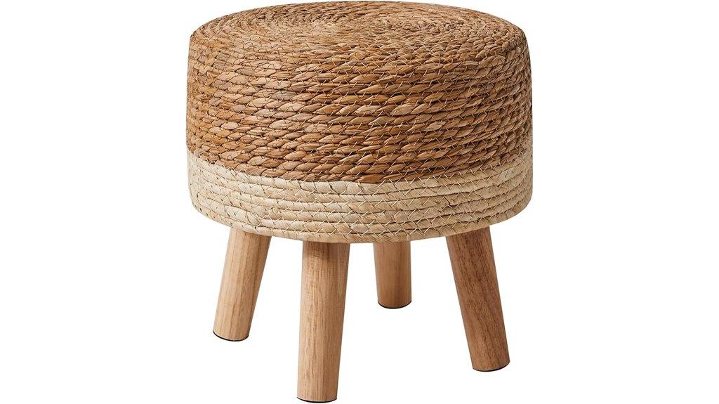 natural seagrass round ottoman