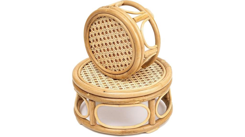 pair of rattan plant stands