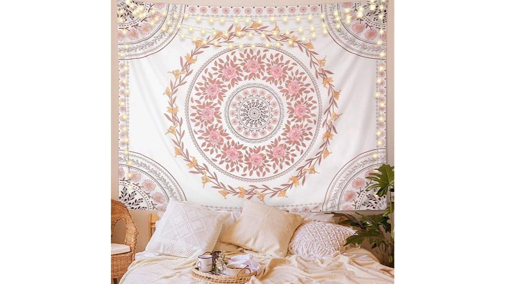pink medallion tapestry decor