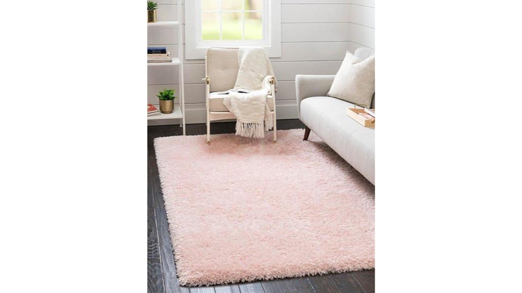 pink shag rug size