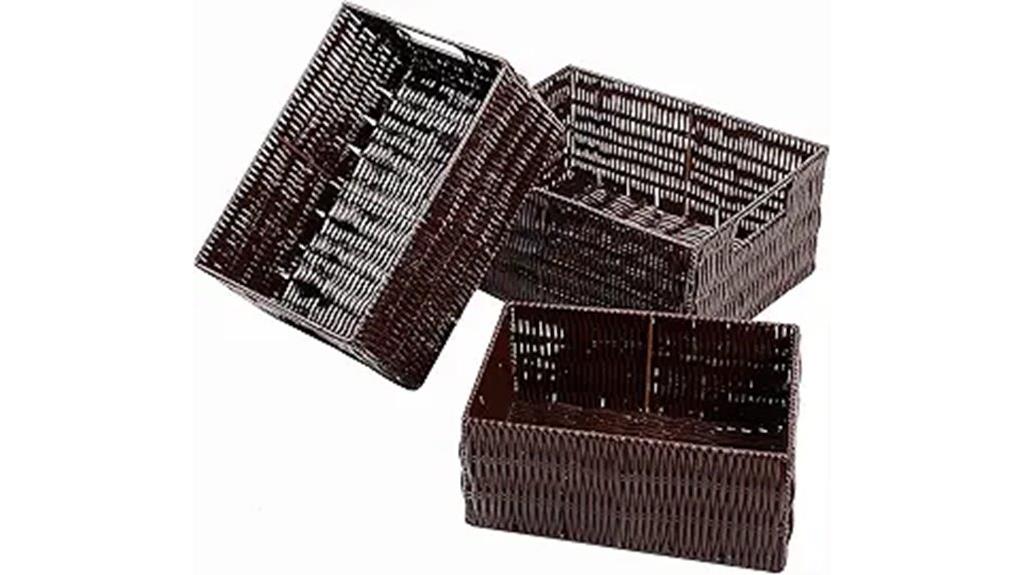 plastic wicker basket set
