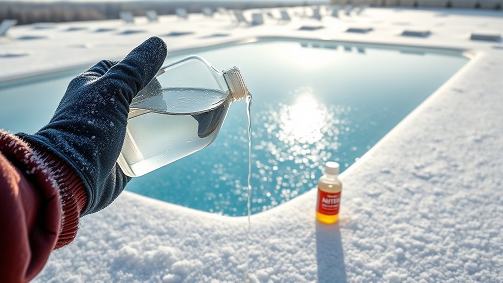 pool winterization chemical application