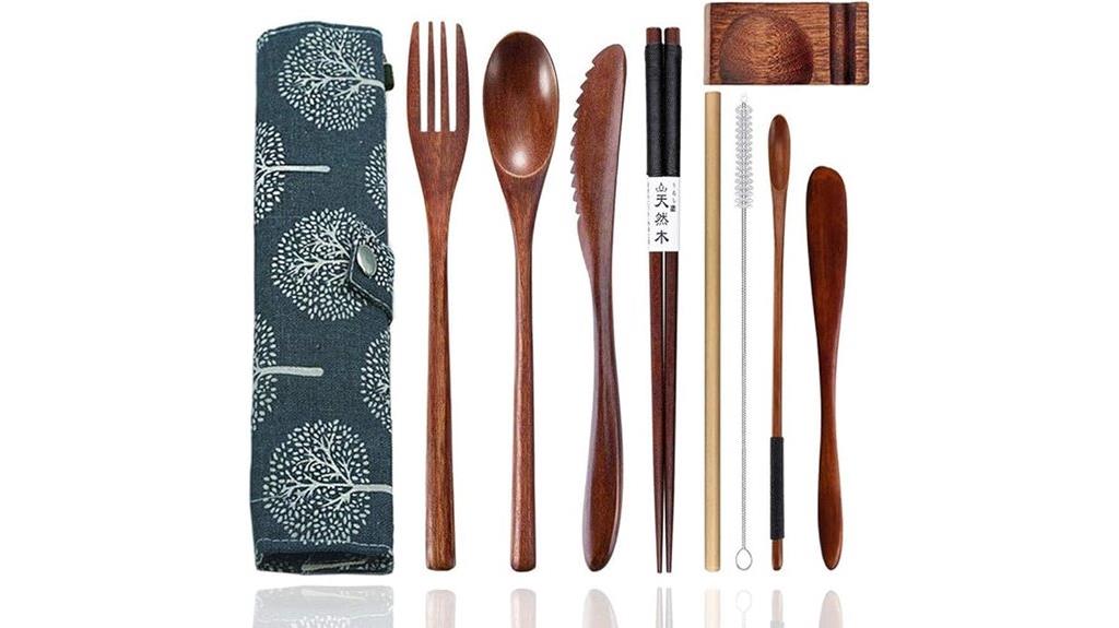 portable bamboo utensil kit