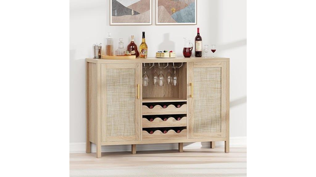 rattan bar cabinet with glass holder