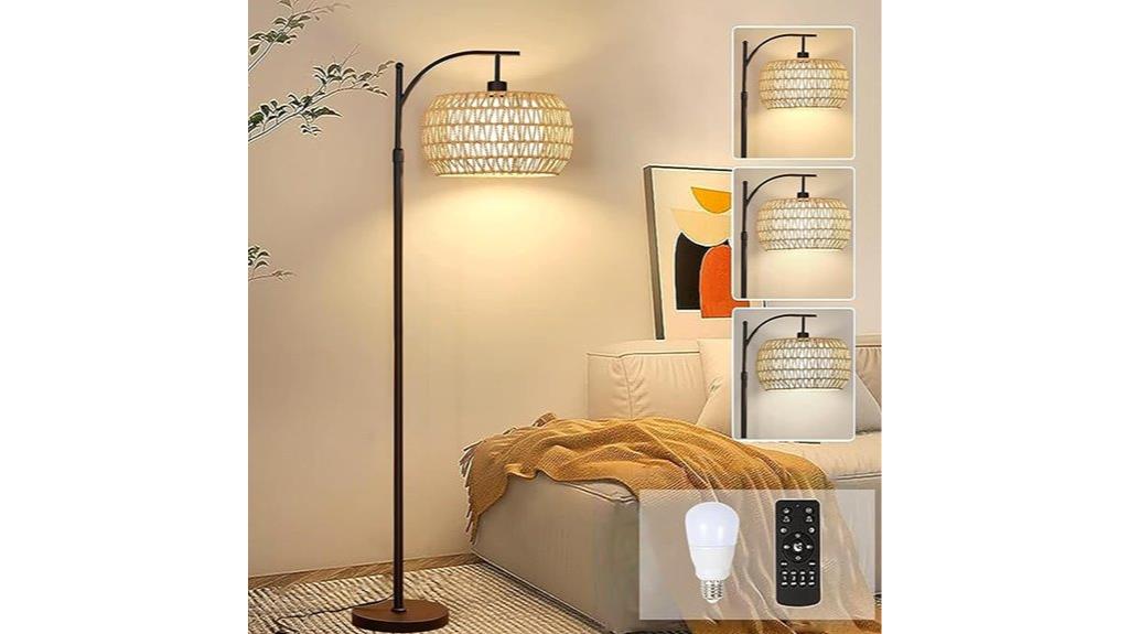 rattan boho floor lamp