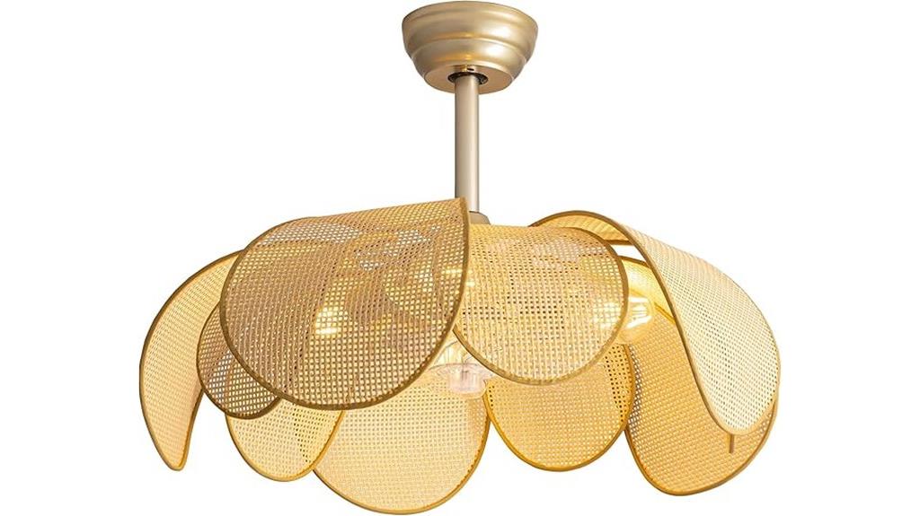 rattan fan with lights