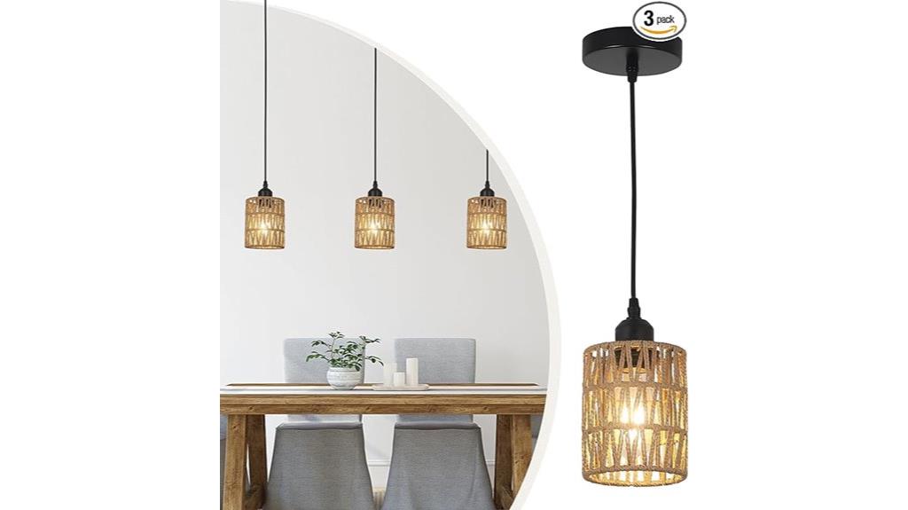 rattan pendant light set