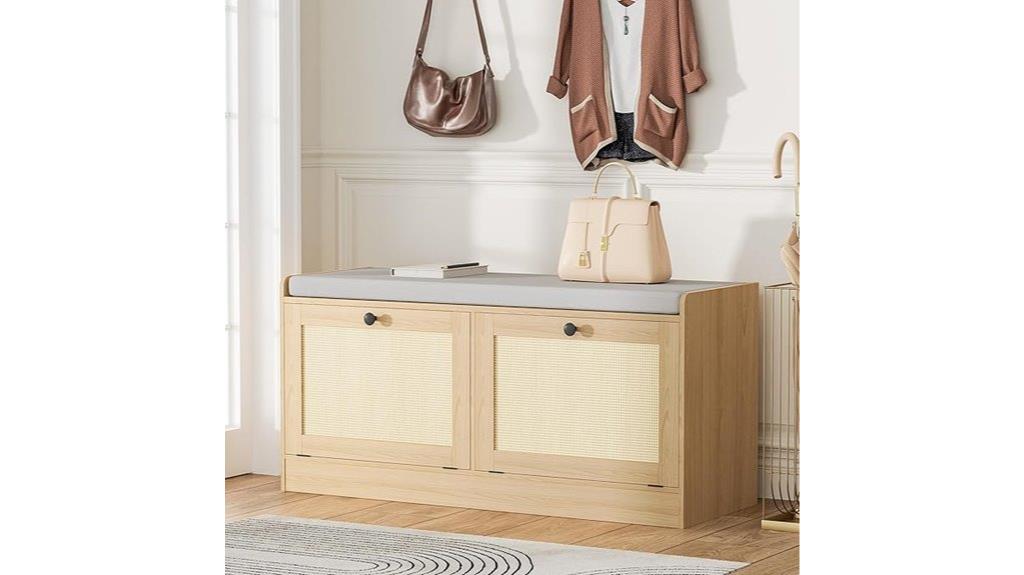 rattan shoe bench storage