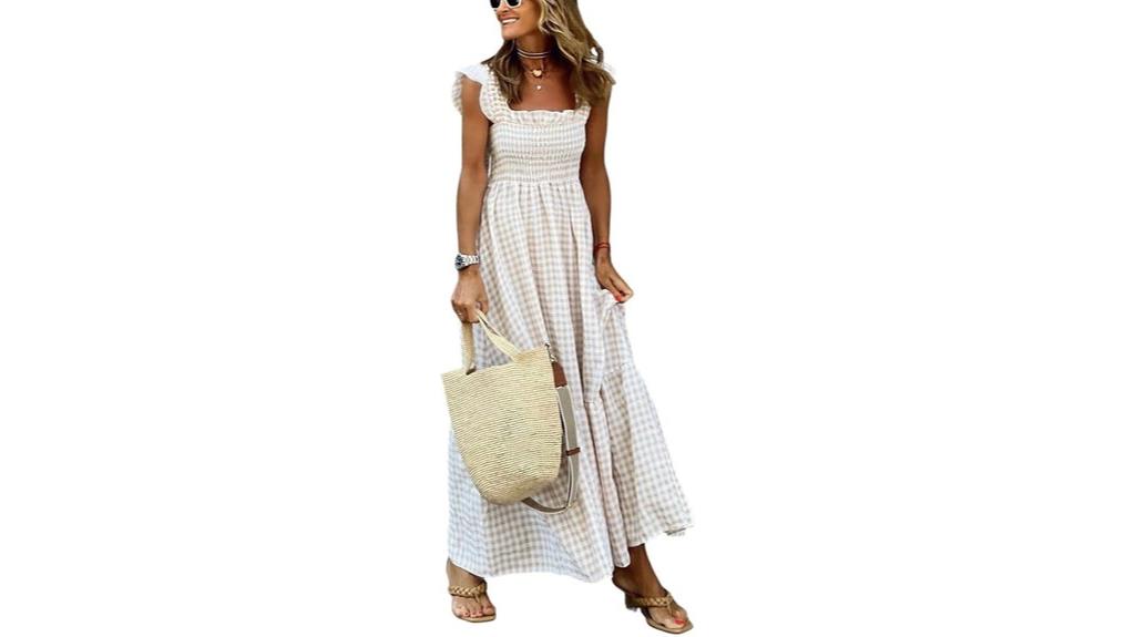 retro plaid smocked dress