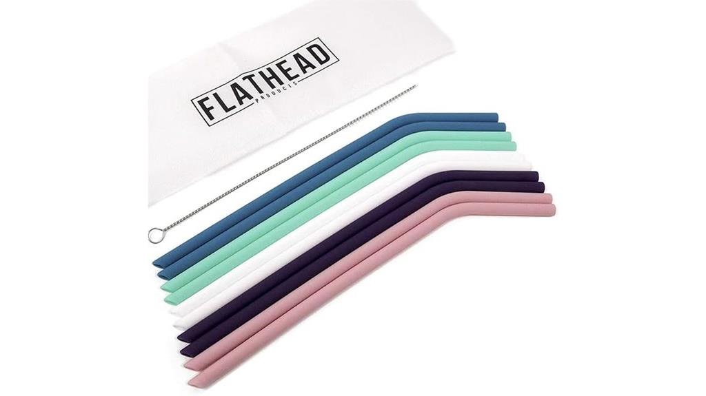 reusable bent silicone straws