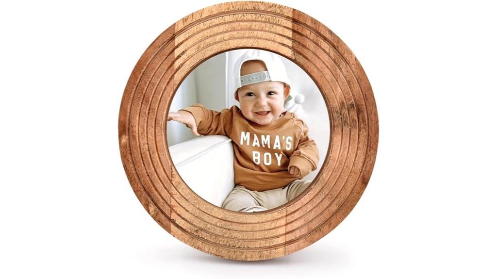 round wooden photo frame