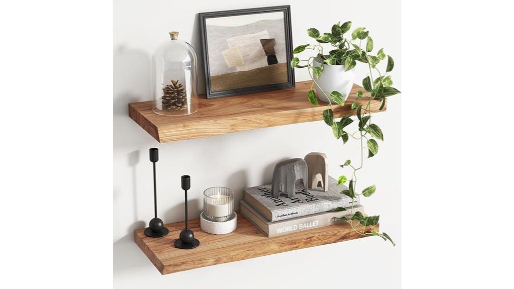 rustic elm wood shelves