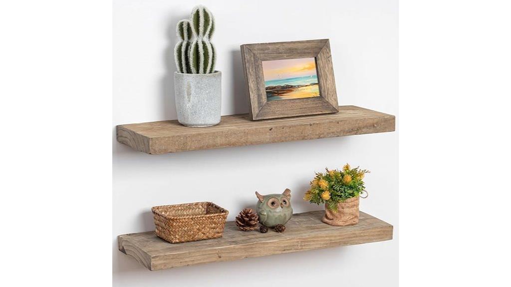 rustic reclaimed floating shelves
