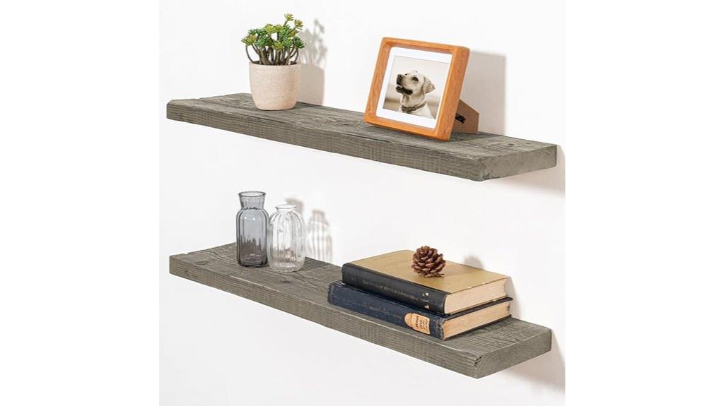 rustic reclaimed wall shelves