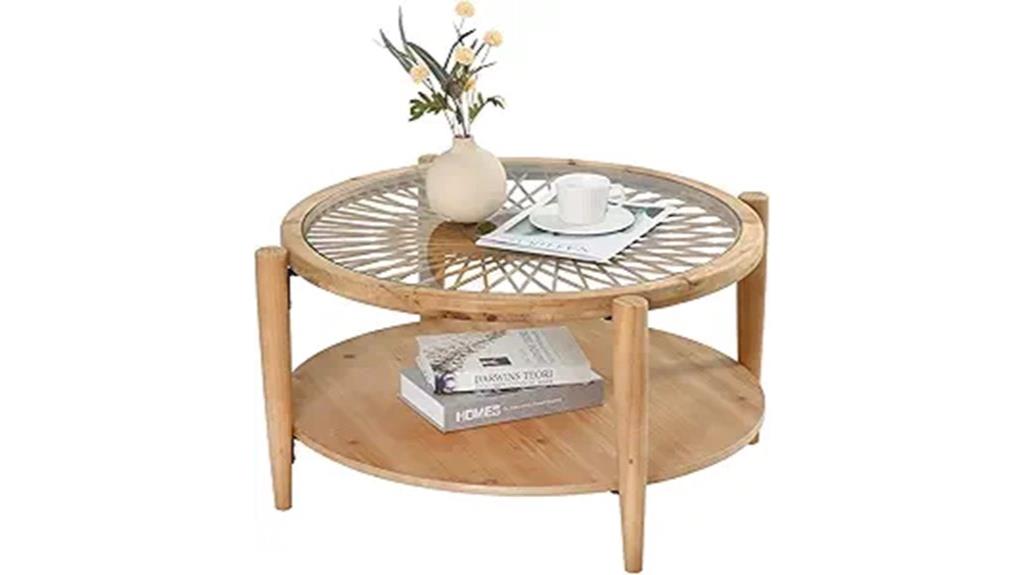 rustic round boho coffee table