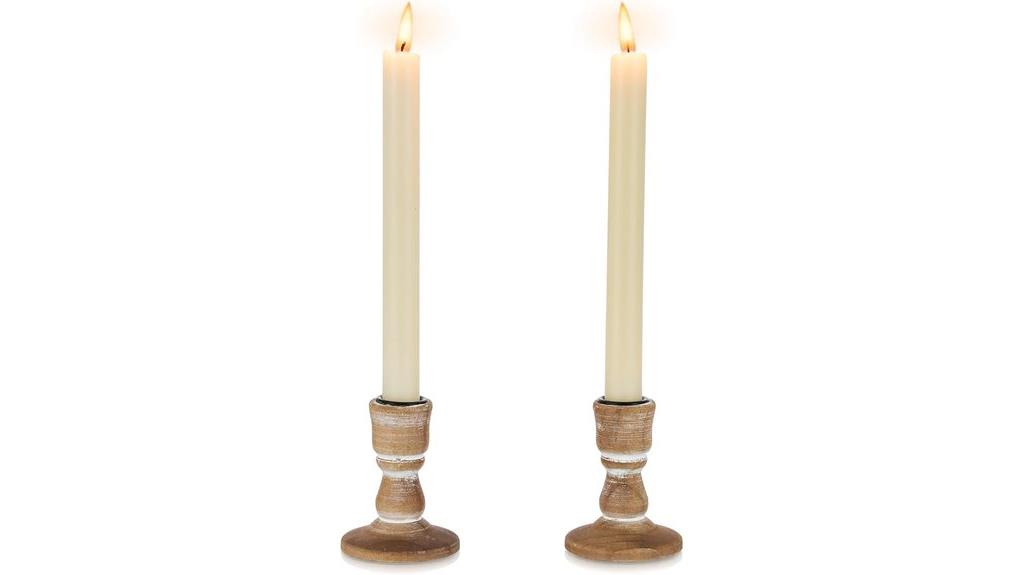 rustic wood candle holders