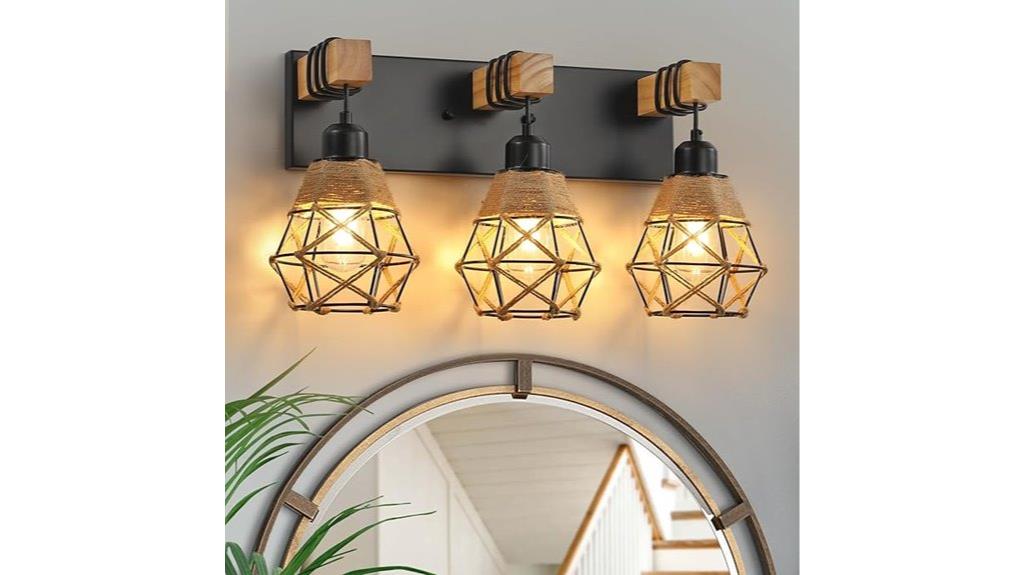 rustic wood wicker sconce